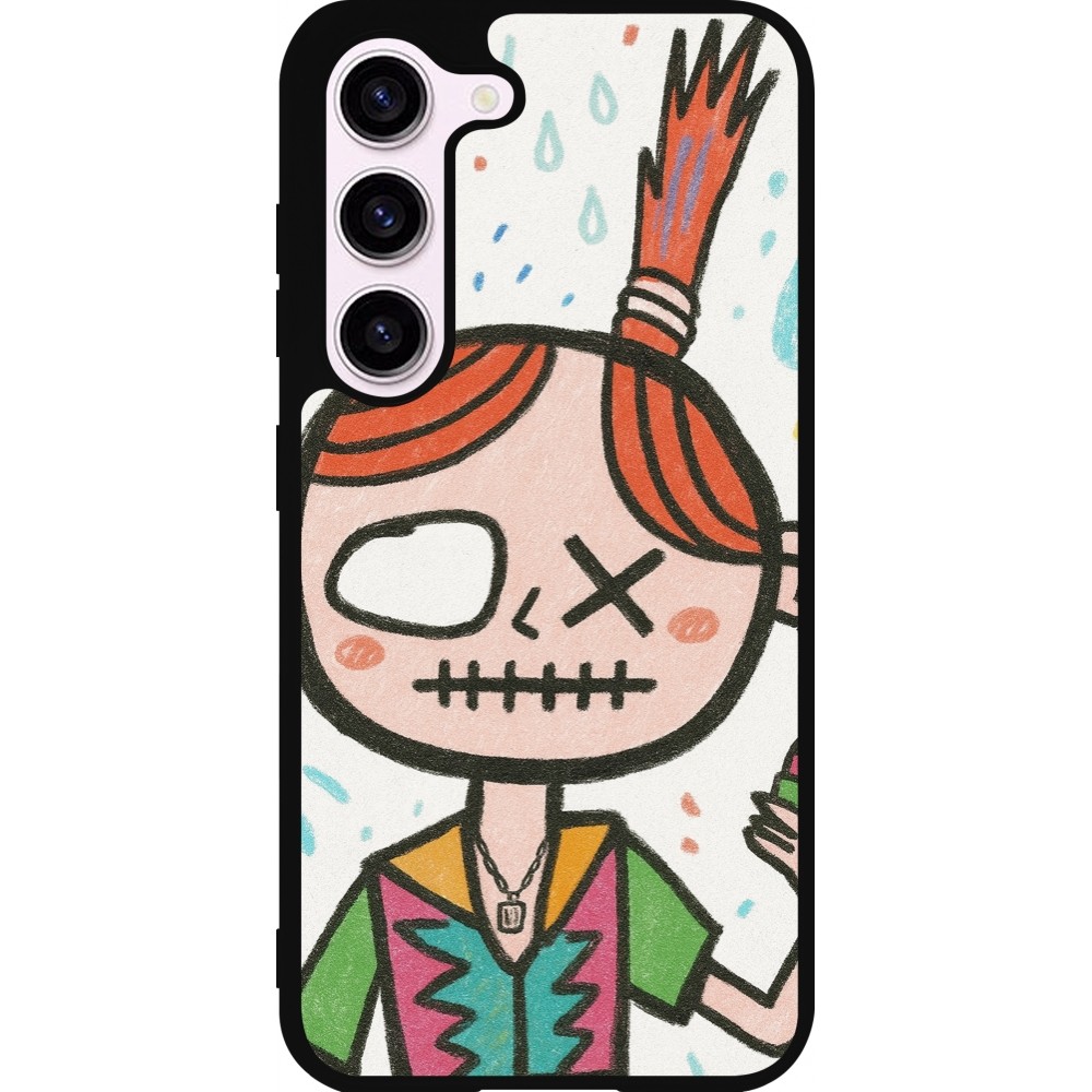 Samsung Galaxy S23 Case Hülle - Silikon schwarz Little Girl Sketch