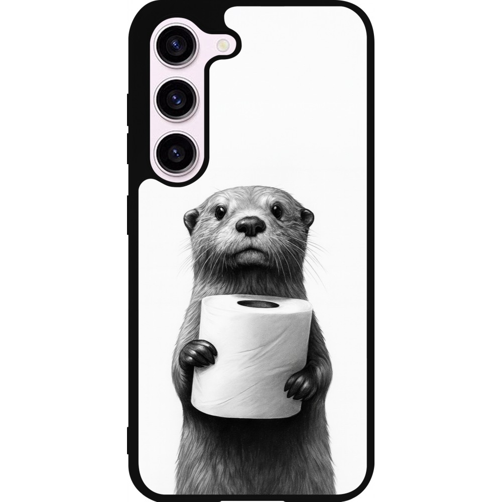 Coque Samsung Galaxy S23 - Silicone rigide noir Loutre papier de toilette