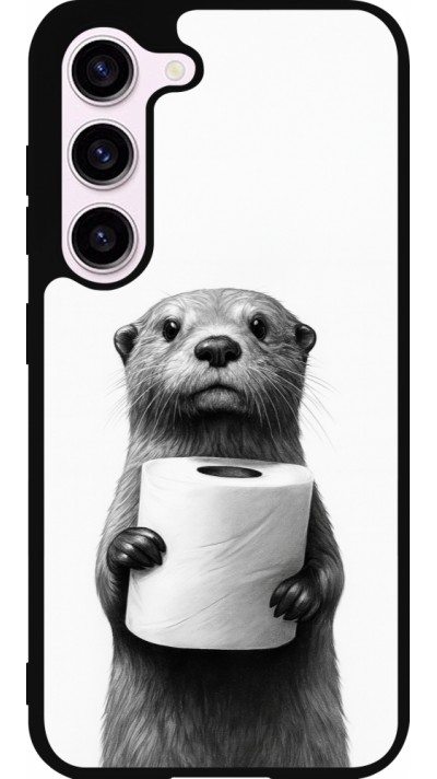 Coque Samsung Galaxy S23 - Silicone rigide noir Loutre papier de toilette