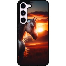 Samsung Galaxy S23 Case Hülle - Silikon schwarz Majestätischer Sonnenuntergang Pferd