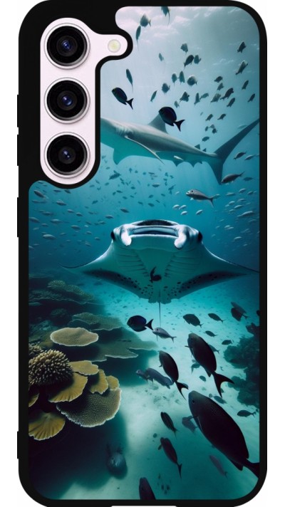 Coque Samsung Galaxy S23 - Silicone rigide noir Manta Lagon Nettoyage