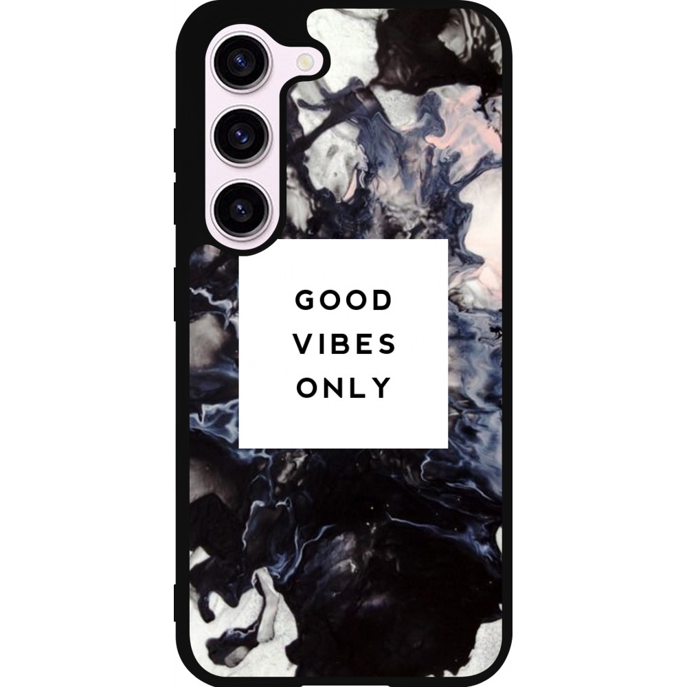 Coque Samsung Galaxy S23 - Silicone rigide noir Marble Good Vibes Only