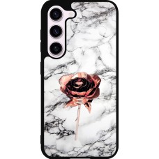 Coque Samsung Galaxy S23 - Silicone rigide noir Marble Rose Gold
