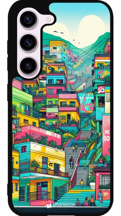 Samsung Galaxy S23 Case Hülle - Silikon schwarz Medellin Comuna 13 Kunst