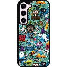 Coque Samsung Galaxy S23 - Silicone rigide noir Mixed Cartoons Turquoise