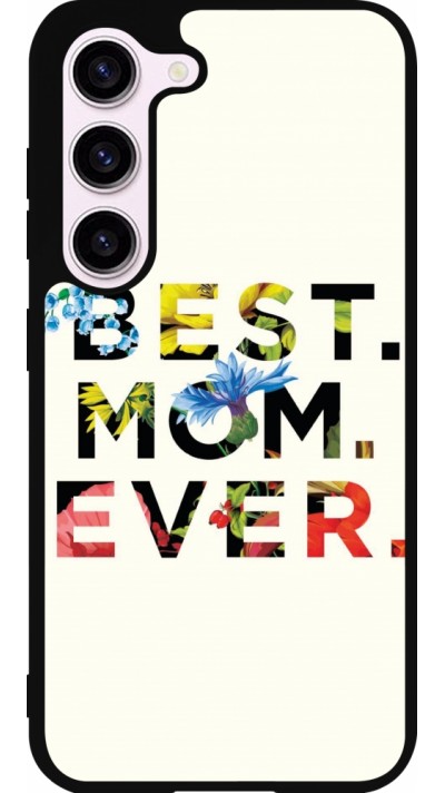 Coque Samsung Galaxy S23 - Silicone rigide noir Mom 2023 best Mom ever flowers