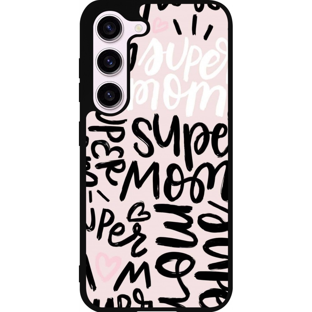 Coque Samsung Galaxy S23 - Silicone rigide noir Mom 2024 Super mom