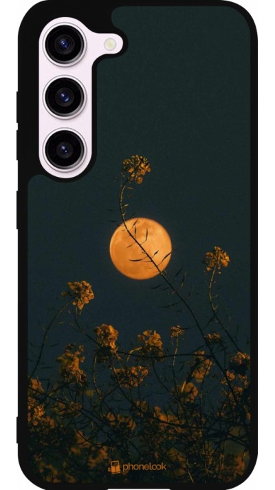 Samsung Galaxy S23 Case Hülle - Silikon schwarz Moon Flowers