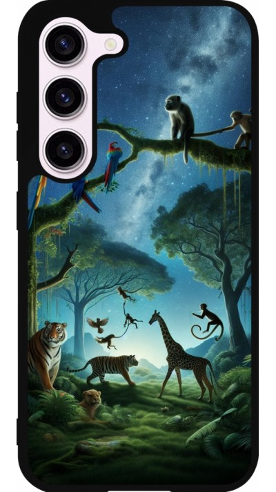 Coque Samsung Galaxy S23 - Silicone rigide noir Paradis des animaux exotiques