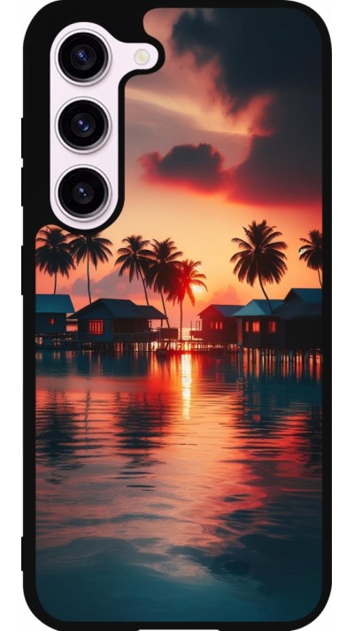 Coque Samsung Galaxy S23 - Silicone rigide noir Paradis Maldives