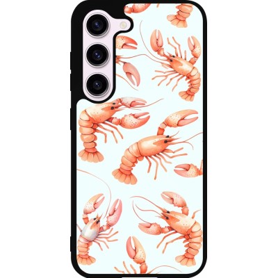 Samsung Galaxy S23 Case Hülle - Silikon schwarz Muster von pastellfarbenen Hummern