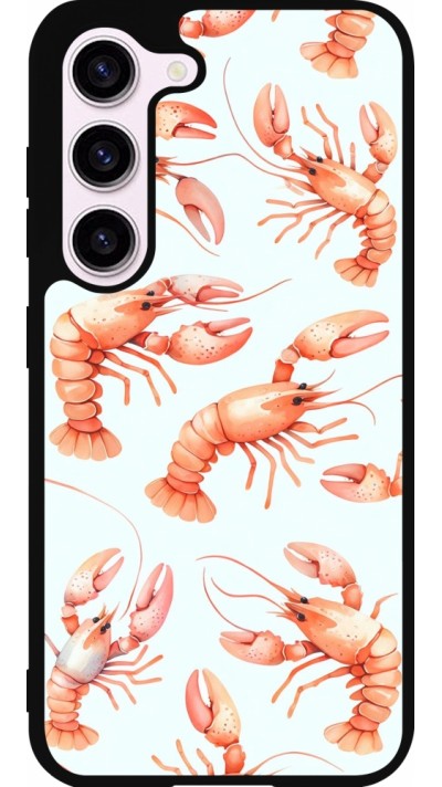 Coque Samsung Galaxy S23 - Silicone rigide noir Pattern de homards pastels