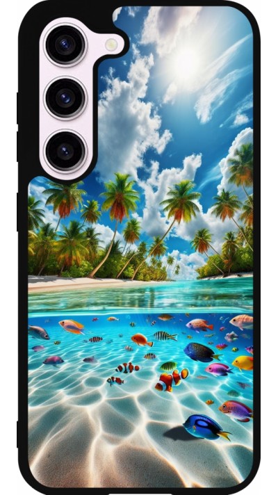 Coque Samsung Galaxy S23 - Silicone rigide noir Plage Paradis