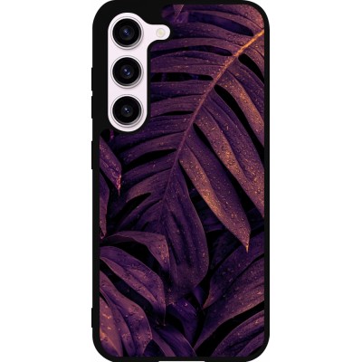 Samsung Galaxy S23 Case Hülle - Silikon schwarz Purple Light Leaves