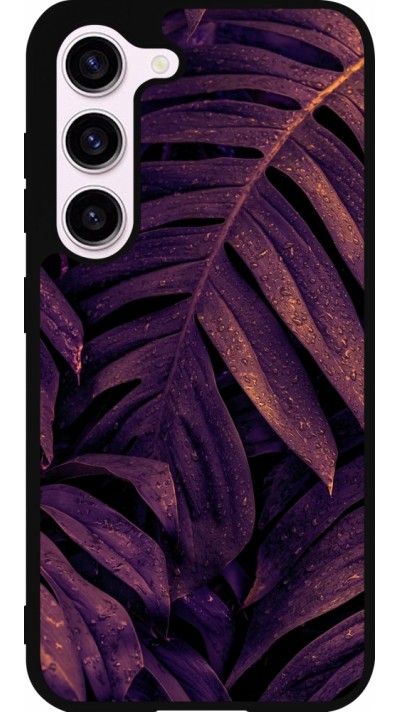 Samsung Galaxy S23 Case Hülle - Silikon schwarz Purple Light Leaves