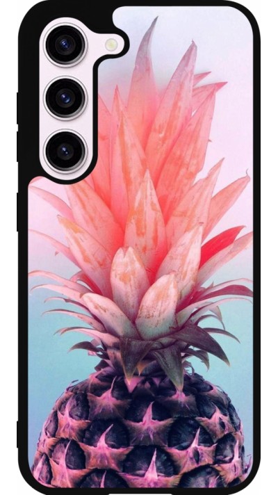 Coque Samsung Galaxy S23 - Silicone rigide noir Purple Pink Pineapple