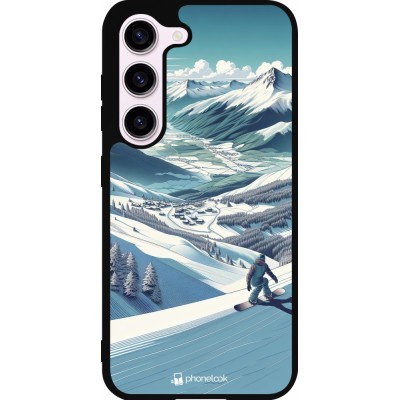 Coque Samsung Galaxy S23 - Silicone rigide noir Snowboarder Montagne