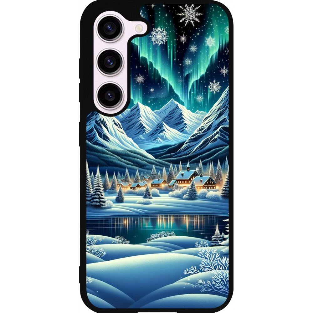 Coque Samsung Galaxy S23 - Silicone rigide noir Snowy Mountain Village Lake night