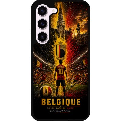 Coque Samsung Galaxy S23 - Silicone rigide noir Football Belgique splash 2026