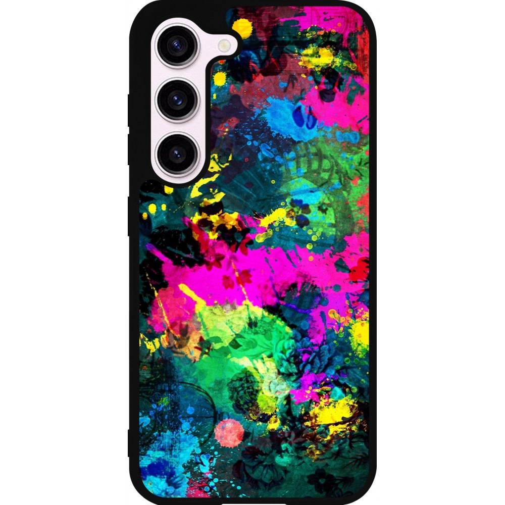 Samsung Galaxy S23 Case Hülle - Silikon schwarz Splash paint