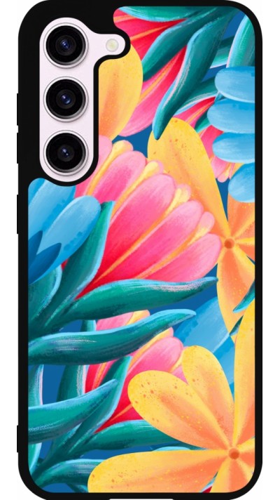 Coque Samsung Galaxy S23 - Silicone rigide noir Spring 23 colorful flowers