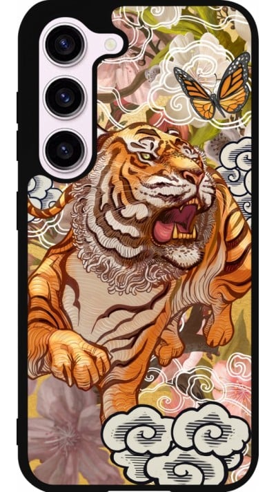 Coque Samsung Galaxy S23 - Silicone rigide noir Spring 23 japanese tiger
