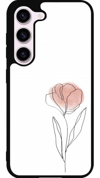 Samsung Galaxy S23 Case Hülle - Silikon schwarz Spring 23 minimalist flower