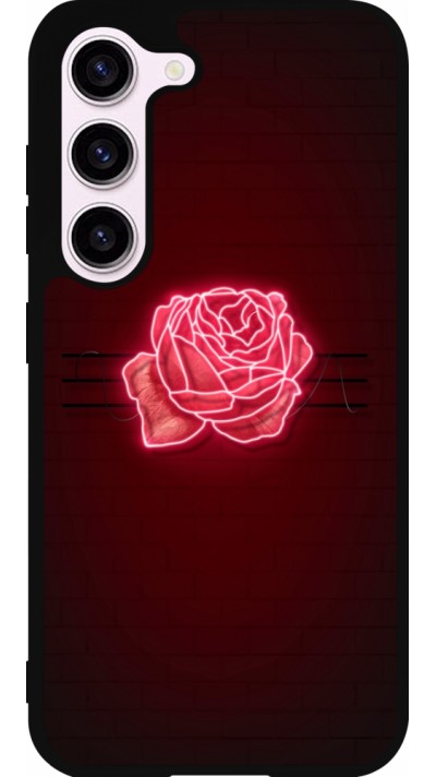 Coque Samsung Galaxy S23 - Silicone rigide noir Spring 23 neon rose