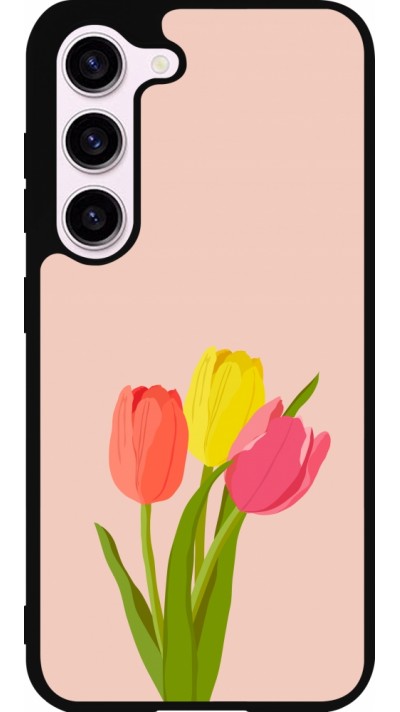 Coque Samsung Galaxy S23 - Silicone rigide noir Spring 23 tulip trio