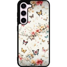 Coque Samsung Galaxy S23 - Silicone rigide noir Spring 25 Papillons Légers