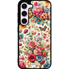 Coque Samsung Galaxy S23 - Silicone rigide noir Spring 25 printemps fleuri