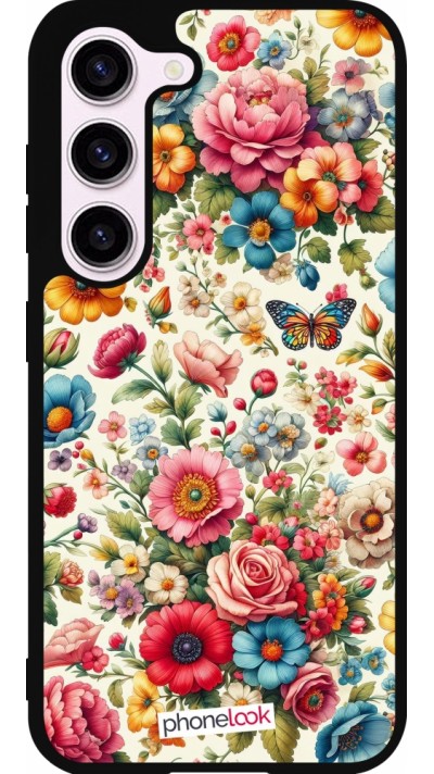 Coque Samsung Galaxy S23 - Silicone rigide noir Spring 25 printemps fleuri
