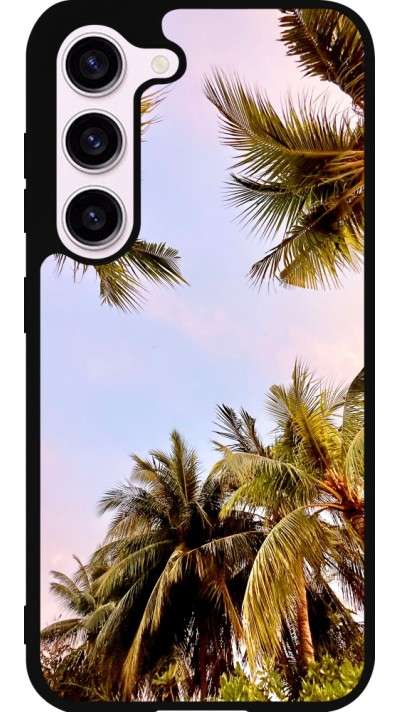 Samsung Galaxy S23 Case Hülle - Silikon schwarz Summer 2023 palm tree vibe