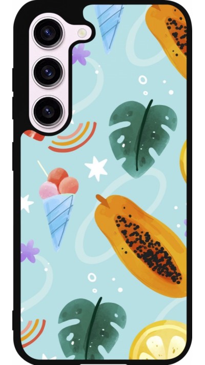Coque Samsung Galaxy S23 - Silicone rigide noir Summer 2025 Pattern papaya
