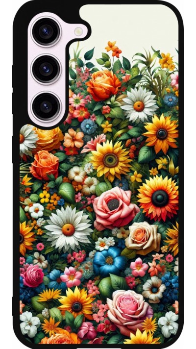 Samsung Galaxy S23 Case Hülle - Silikon schwarz Sommer Blumenmuster