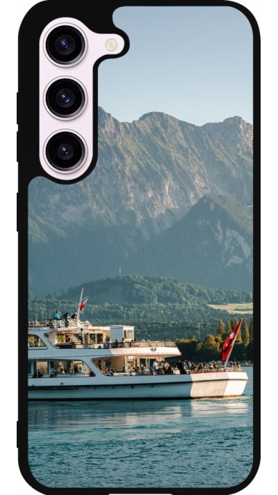 Coque Samsung Galaxy S23 - Silicone rigide noir Fête Nationale Suisse Bateau Leman