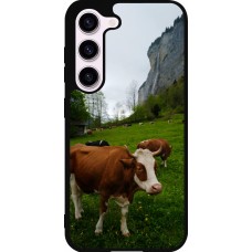 Coque Samsung Galaxy S23 - Silicone rigide noir Fête Nationale Suisse Vaches