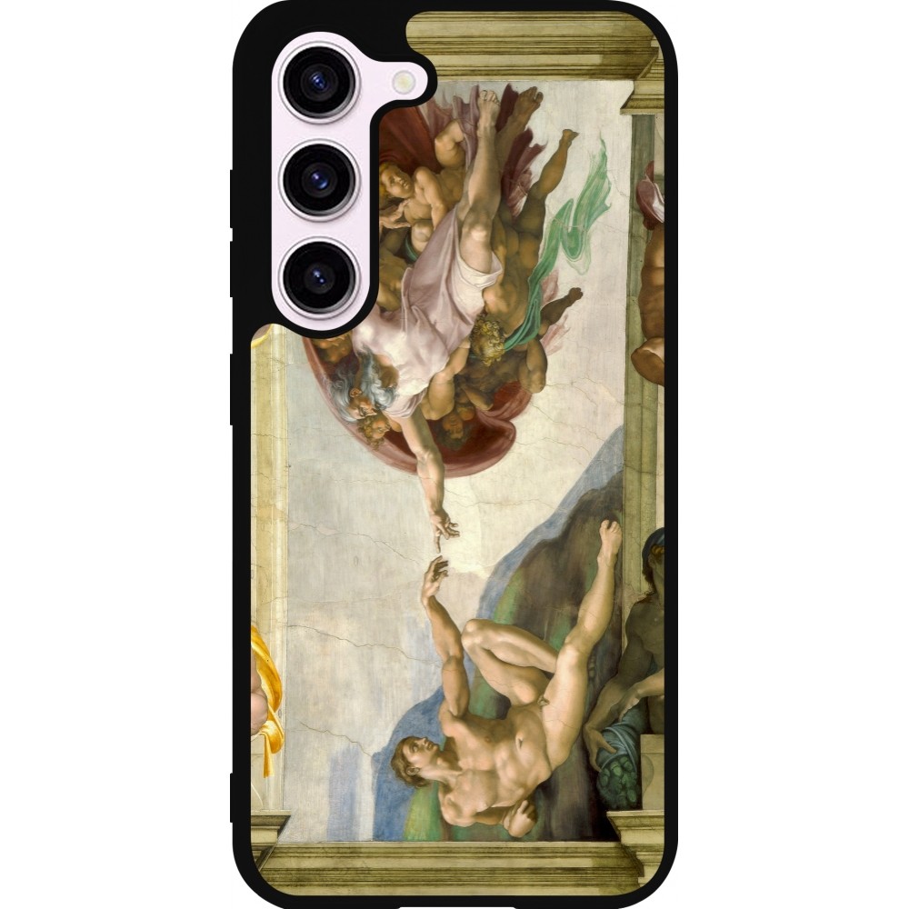 Coque Samsung Galaxy S23 - Silicone rigide noir Tableau art - La Création d’Adam - Michel-Ange