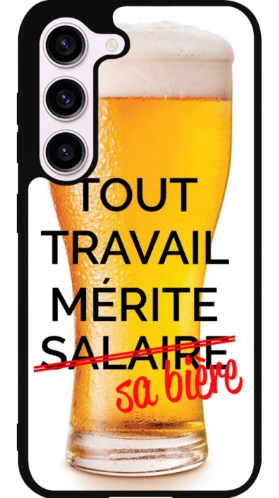 Coque Samsung Galaxy S23 - Silicone rigide noir Tout travail mérite sa bière