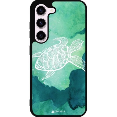 Coque Samsung Galaxy S23 - Silicone rigide noir Turtle Aztec Watercolor