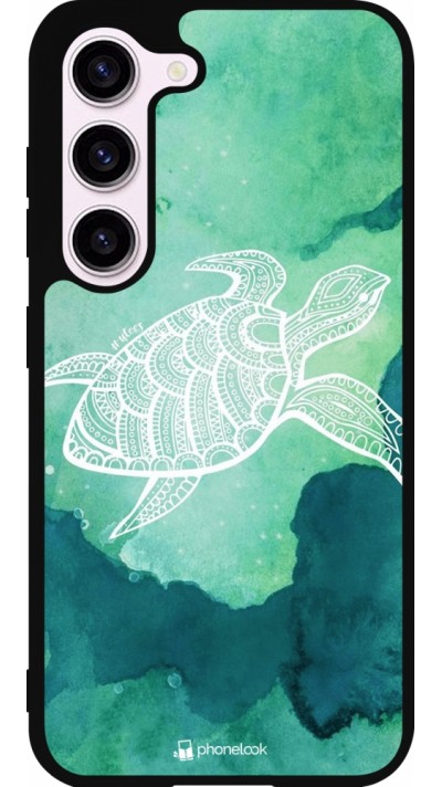 Coque Samsung Galaxy S23 - Silicone rigide noir Turtle Aztec Watercolor