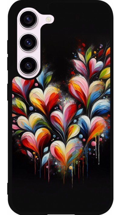 Coque Samsung Galaxy S23 - Silicone rigide noir Valentine 2024 Coeur Noir Abstrait