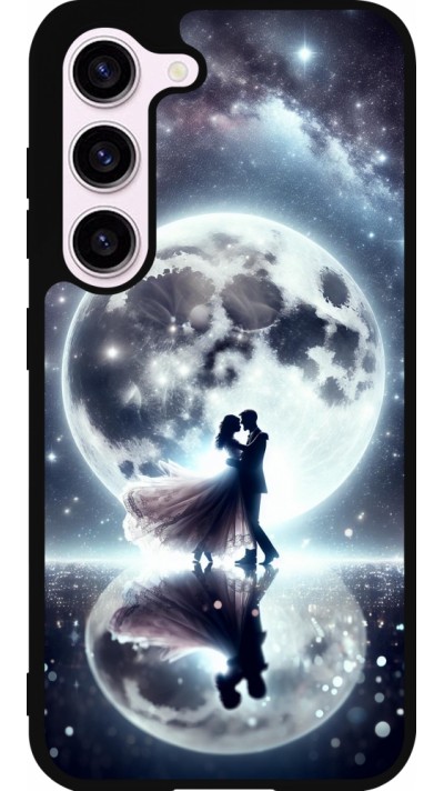 Coque Samsung Galaxy S23 - Silicone rigide noir Valentine 2024 Love under the moon