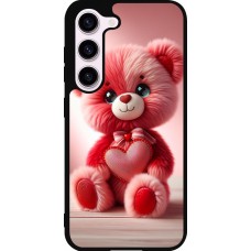 Coque Samsung Galaxy S23 - Silicone rigide noir Valentine 2024 Ourson rose