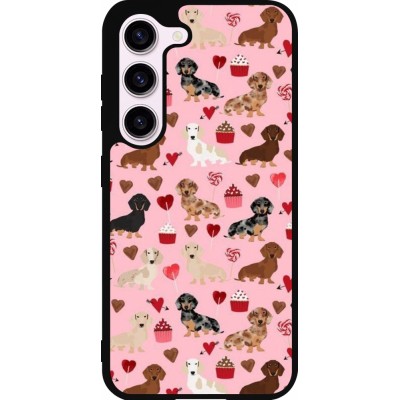 Coque Samsung Galaxy S23 - Silicone rigide noir Valentine 2024 puppy love
