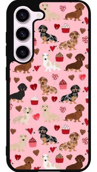 Coque Samsung Galaxy S23 - Silicone rigide noir Valentine 2024 puppy love