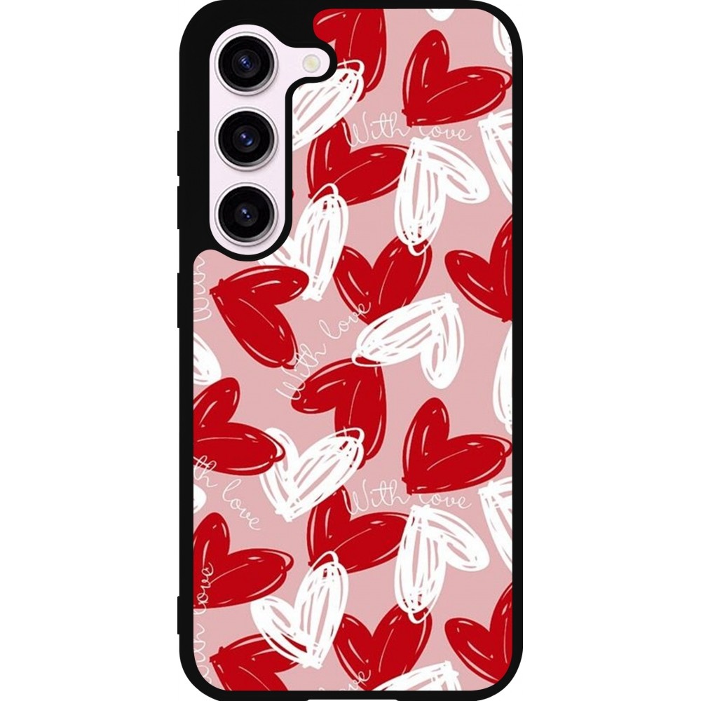 Coque Samsung Galaxy S23 - Silicone rigide noir Valentine 2024 with love heart