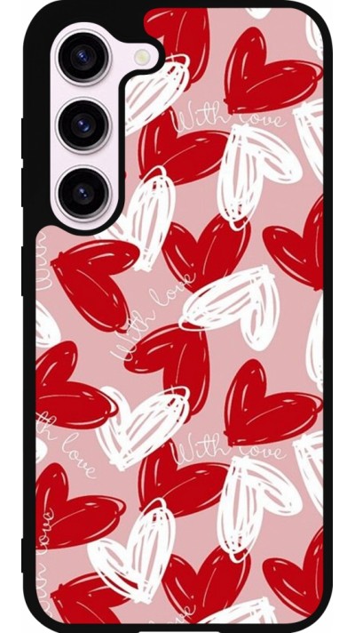 Coque Samsung Galaxy S23 - Silicone rigide noir Valentine 2024 with love heart