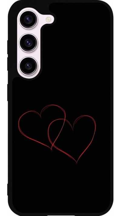 Coque Samsung Galaxy S23 - Silicone rigide noir Valentine 2023 attached heart