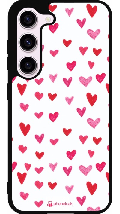 Coque Samsung Galaxy S23 - Silicone rigide noir Valentine 2022 Many pink hearts